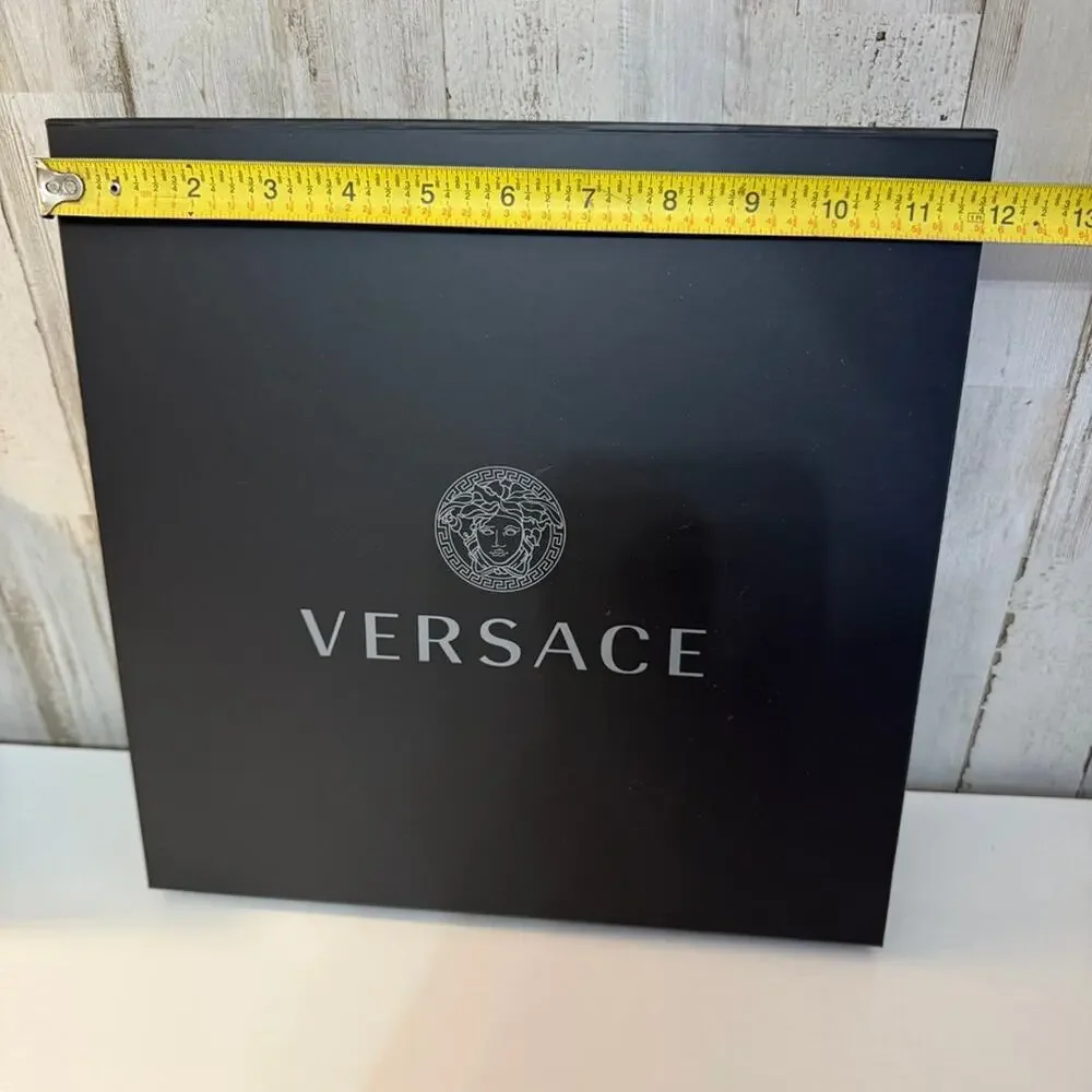 Versace Large Gift Presentation Box Matte Black Lid Silver Medusa Logo